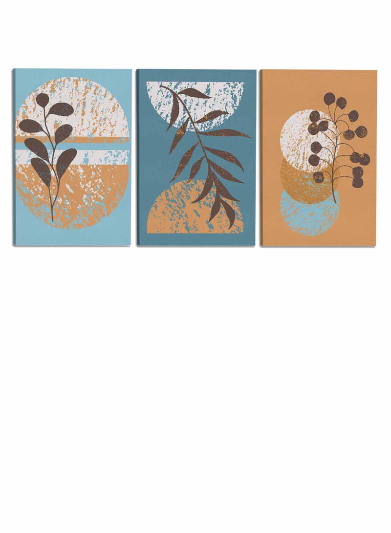 Abstract Leaves Circles Paintings(set of 3)