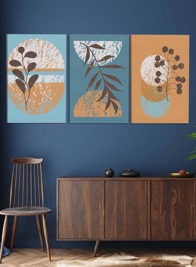 Abstract Leaves Circles Paintings(set of 3)