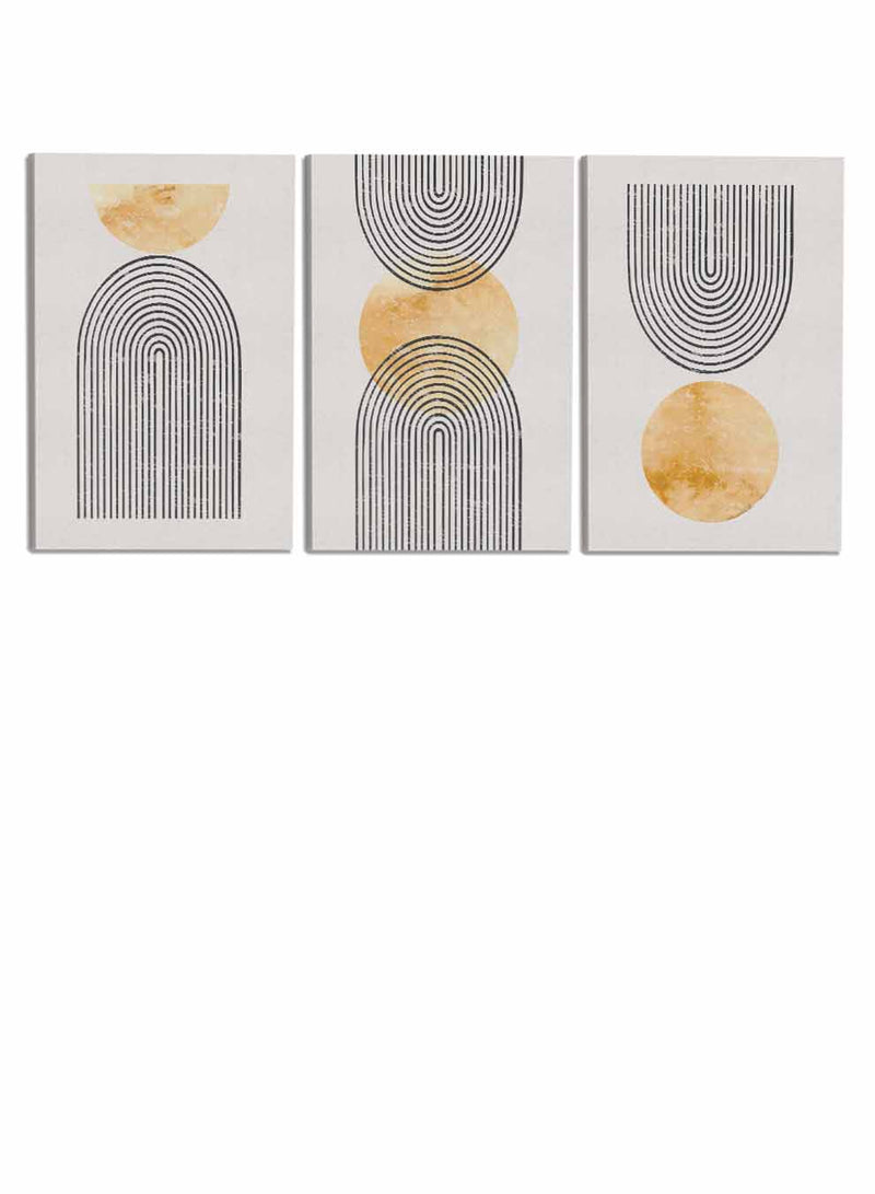 Abstract Moon Round Shape Lines Paintings(set of 3)