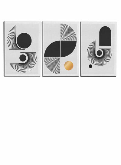 Abstract Curves Shapes and circle Paintings(set of 3)