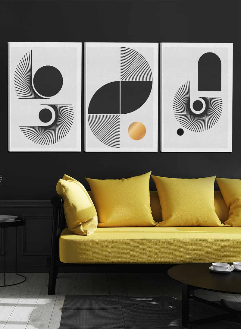 Abstract Curves Shapes and circle Paintings(set of 3)
