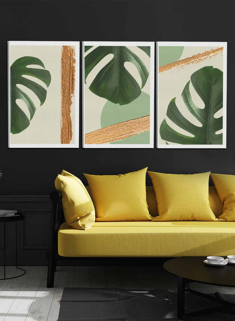Monstera Deliciosa Leaves Paintings(set of 3)