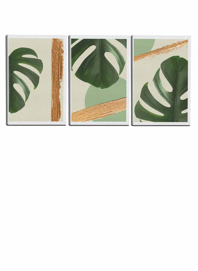 Monstera Deliciosa Leaves Paintings(set of 3)