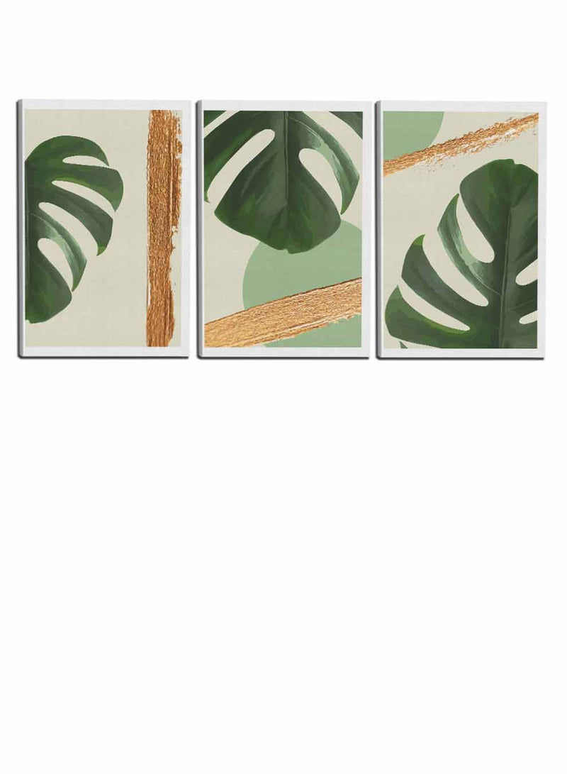 Monstera Deliciosa Leaves Paintings(set of 3)