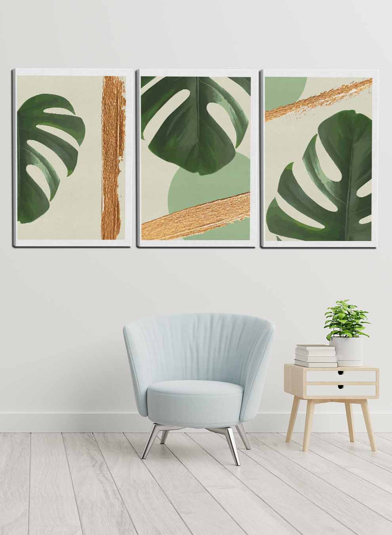 Monstera Deliciosa Leaves Paintings(set of 3)