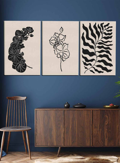 Abstract Plant Leaves Paintings(set of 3)