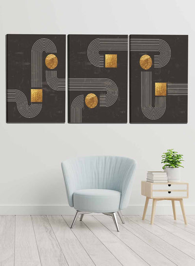 Abstract Lines Circles Squares Paintings(set of 3)
