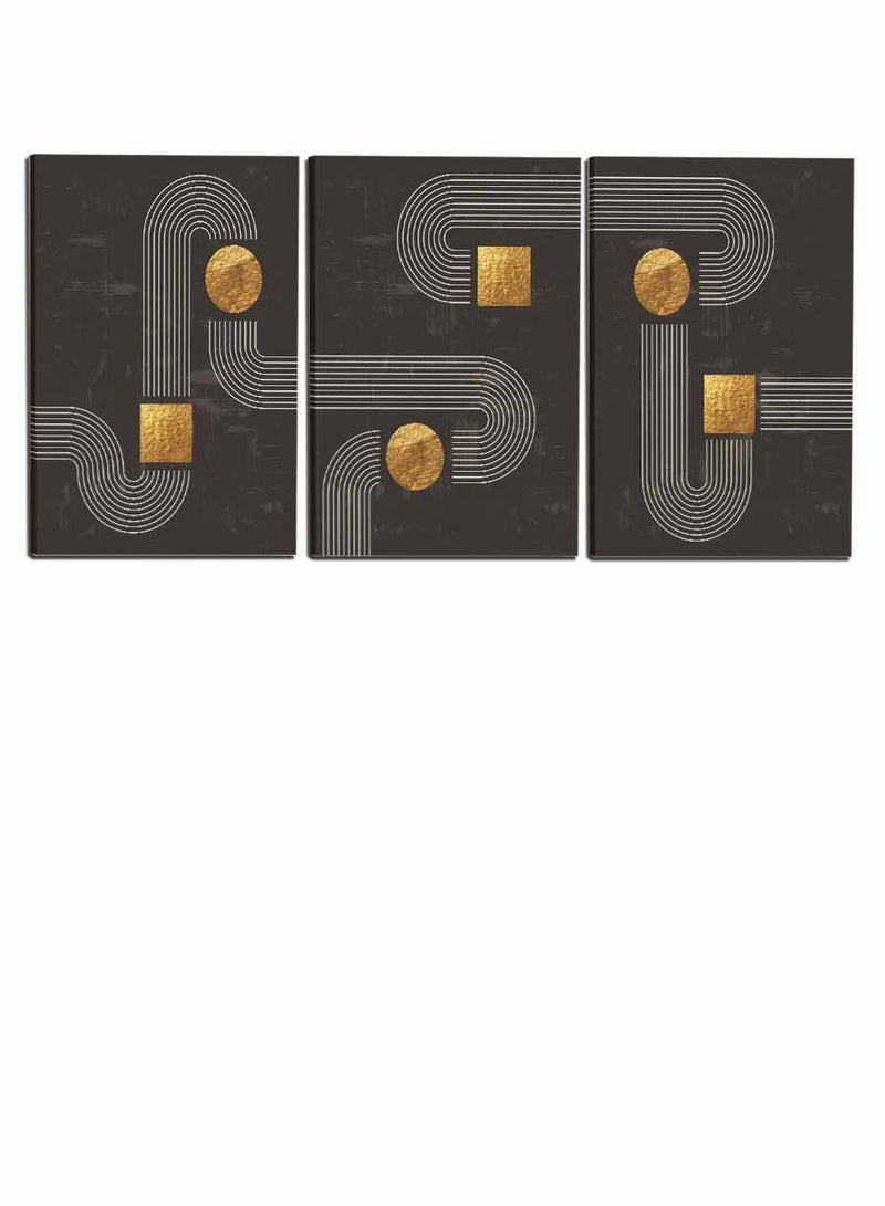 Abstract Lines Circles Squares Paintings(set of 3)