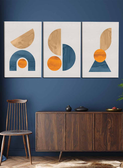 Abstract circles Half Moon Paintings(set of 3)