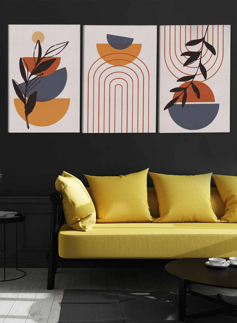 Boho Leaves Abstract Paintings(set of 3)