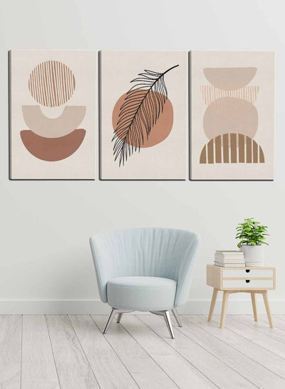 Abstract Leaves and Circle Paintings(set of 3)