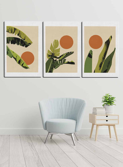 Abstract Tropical Plant Paintings(set of 3)