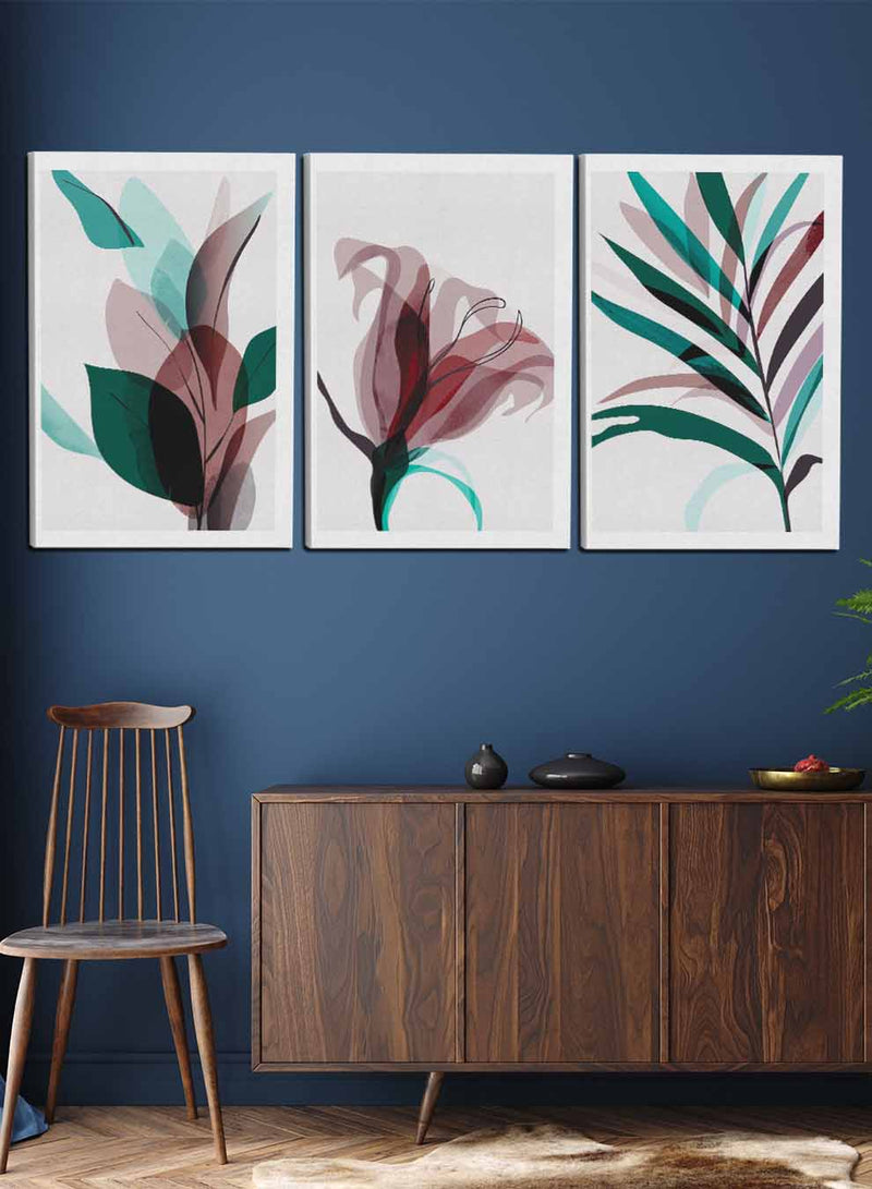 Abstract Jungle Tropical Leaves Paintings(set of 3)