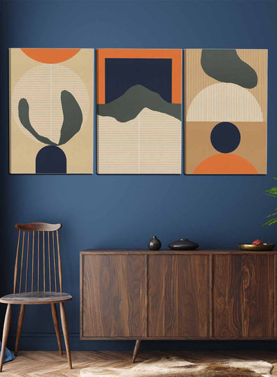 Abstract Lines Blocks Paintings(set of 3)