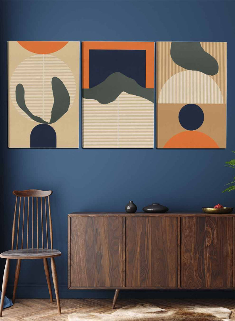 Abstract Lines Blocks Paintings(set of 3)