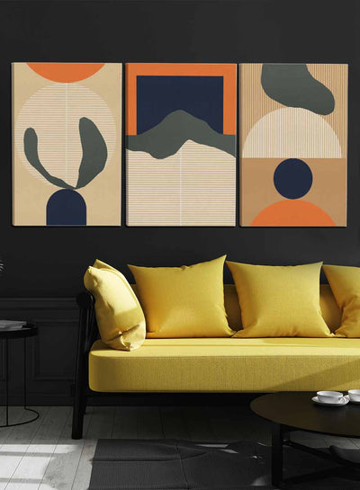 Abstract Lines Blocks Paintings(set of 3)
