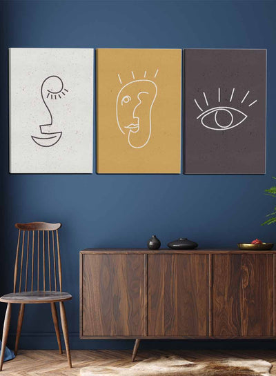 Abstract Face Eyes Paintings(set of 3)