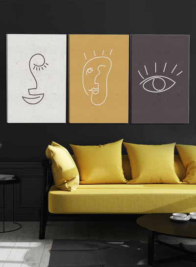 Abstract Face Eyes Paintings(set of 3)
