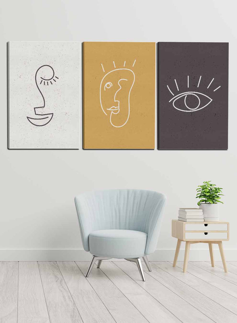 Abstract Face Eyes Paintings(set of 3)