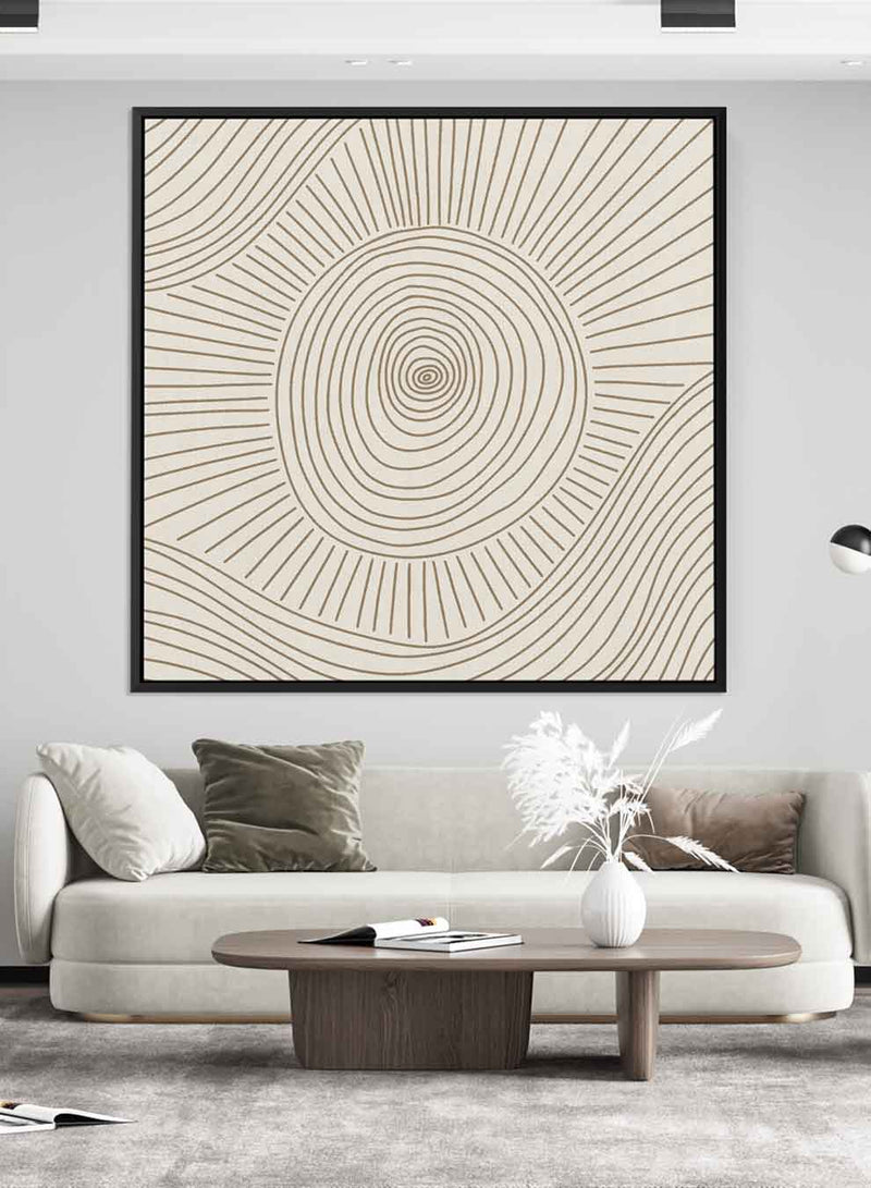 Square Canvas Wall Art Stretched Over Wooden Frame with Black Floating Frame and Esoteric Eye Abstract Painting