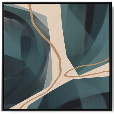 Square Canvas Wall Art Stretched Over Wooden Frame with Black Floating Frame and Elegant Pearls Abstract Painting