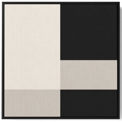 Square Canvas Wall Art Stretched Over Wooden Frame with Black Floating Frame and Nordic Squares Abstract Painting