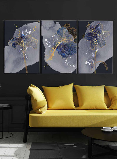 Luxury Shiny Mural Flowers Paintings(set of 3)