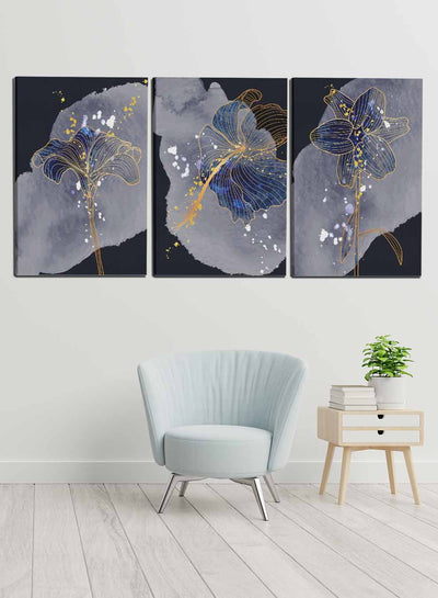 Luxury Shiny Mural Flowers Paintings(set of 3)