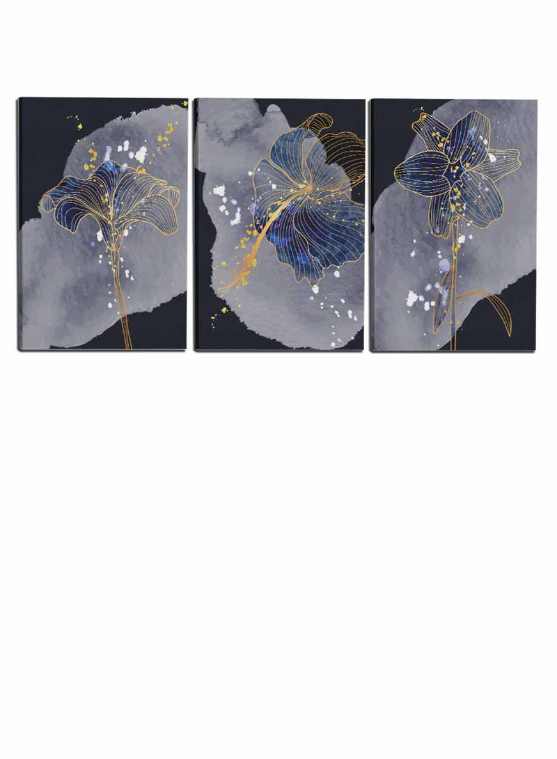 Luxury Shiny Mural Flowers Paintings(set of 3)