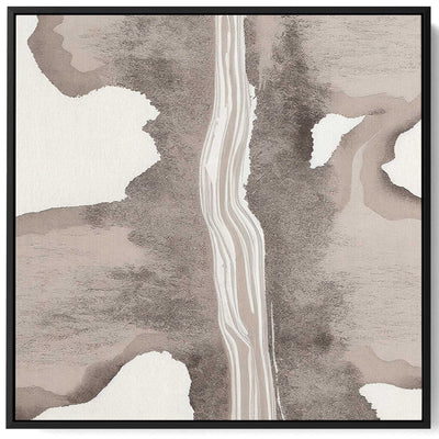 Square Canvas Wall Art Stretched Over Wooden Frame with Black Floating Frame and Road Pattern Painting