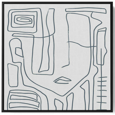 Square Canvas Wall Art Stretched Over Wooden Frame with Black Floating Frame and Scandinavian Abstract Painting Art