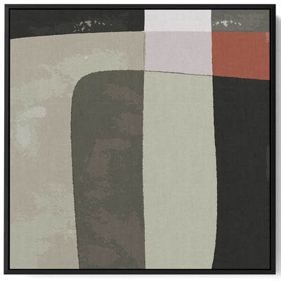 Square Canvas Wall Art Stretched Over Wooden Frame with Black Floating Frame and Scandinavian Abstract Art Painting