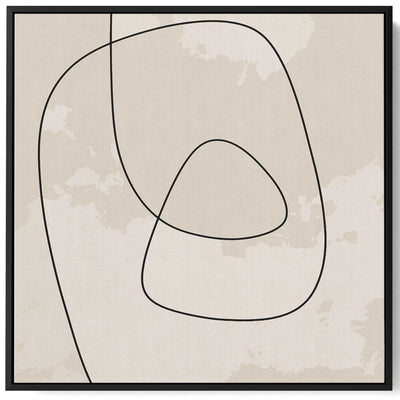 Square Canvas Wall Art Stretched Over Wooden Frame with Black Floating Frame and Scandinavian Abstract Painting