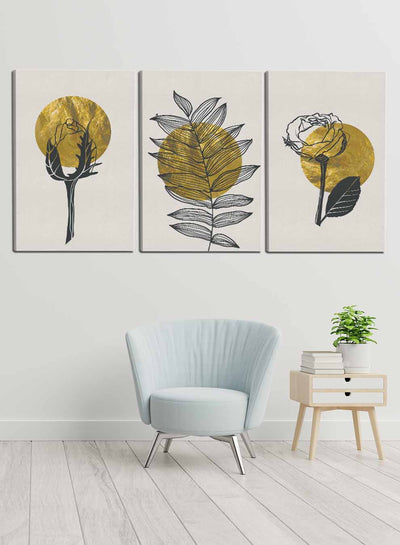Boho Leaves Flower Paintings(set of 3)