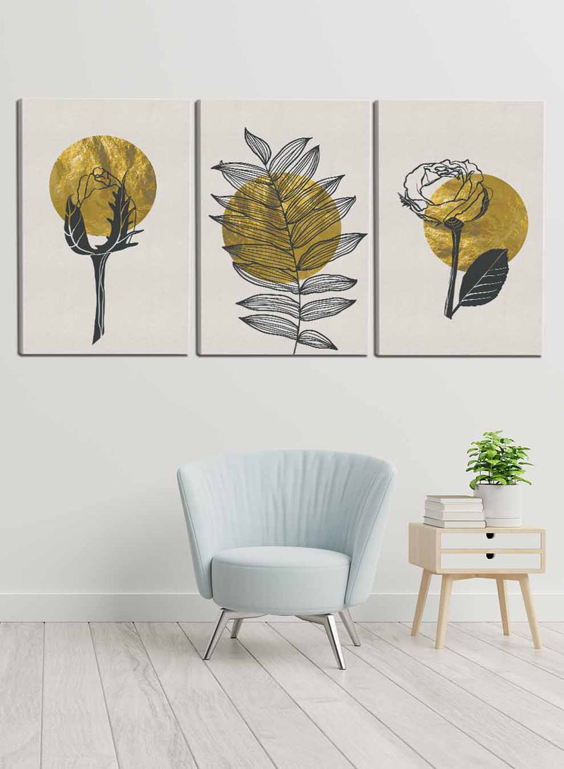 Boho Leaves Flower Paintings(set of 3)