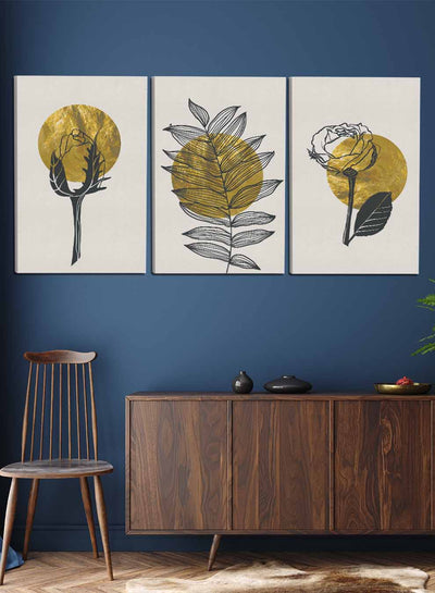 Boho Leaves Flower Paintings(set of 3)