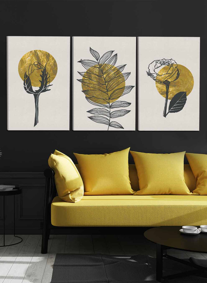 Boho Leaves Flower Paintings(set of 3)
