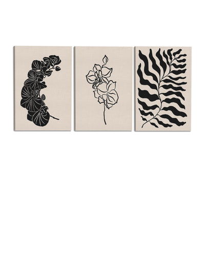 Botanical Leaves Flowers Abstract Paintings(set of 3)