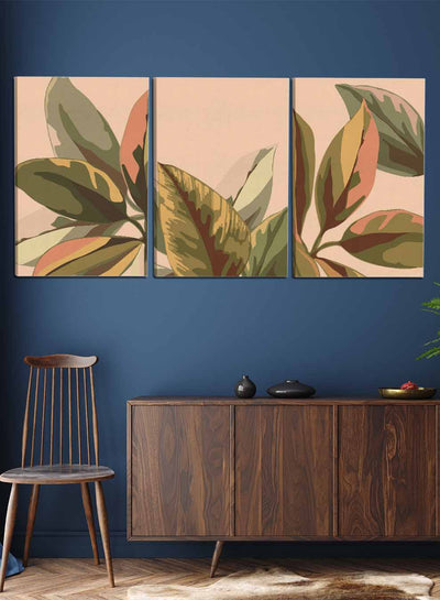 Abstract Botanical Leaves Paintings(set of 3)