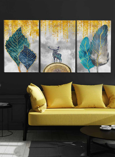 Deer Feathers Paintings(set of 3)