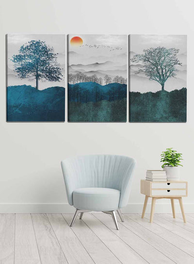 Trees Clouds Moon Paintings(set of 3)