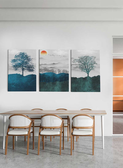 Trees Clouds Moon Paintings(set of 3)