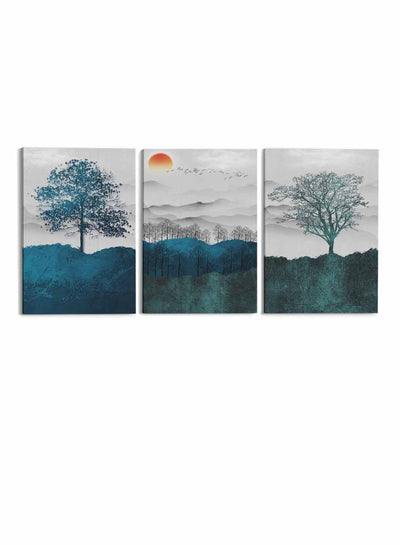 Trees Clouds Moon Paintings(set of 3)