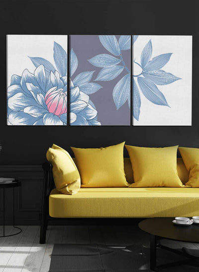 Abstract Dahlia Flowers Paintings(set of 3)