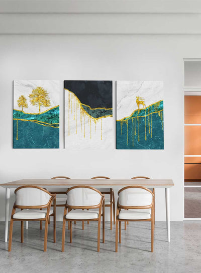 Deer Tree Mountains Paintings(set of 3)