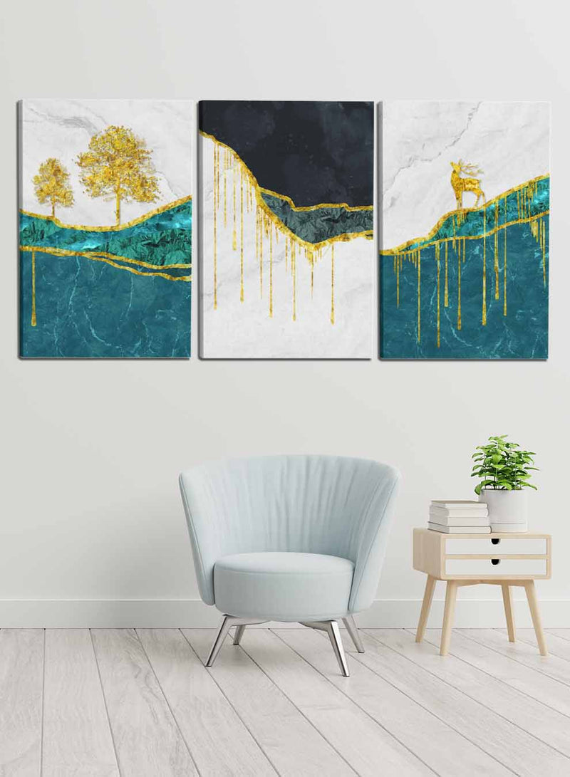 Deer Tree Mountains Paintings(set of 3)