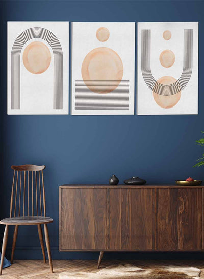 Contemporary Shapes Lines Abstract Paintings(set of 3)