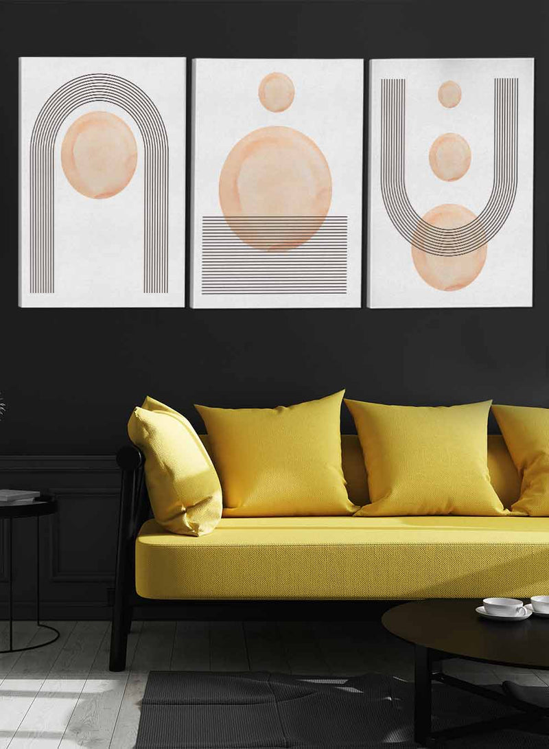 Contemporary Shapes Lines Abstract Paintings(set of 3)