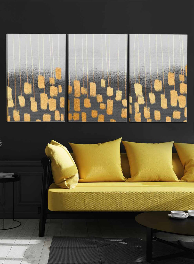 Golden Shapes Pattern Paintings(set of 3)