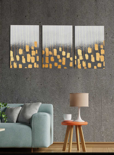 Golden Shapes Pattern Paintings(set of 3)